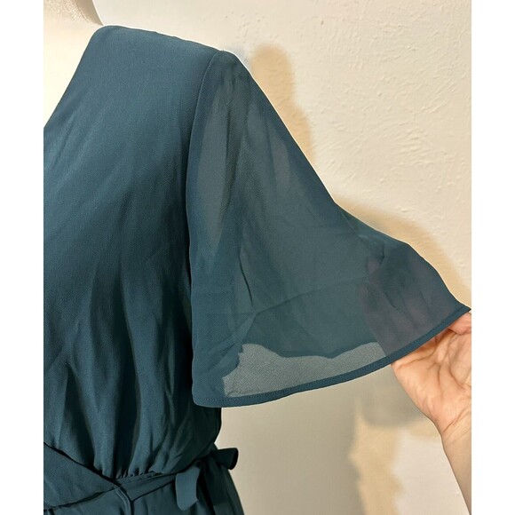 Show Me Your Mumu Women’Size M Sophia Wrap Green Maxi Dress Flutter Sleeve - Picture 6 of 15